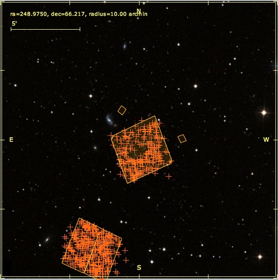 Abell 2218 footprint for G800L observations 